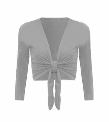 Offener kurz geschnittener Damen-Bolero Cardi mit Knoten zum Binden vorne alle Größen - Bild 4 von 40