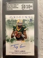 2021 Panini Chronicles Draft Picks Origins Trey Lance Auto Blue 17/20 SGC 10/10