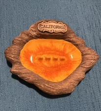 Vintage MCM Treasure Craft Orange Ashtray California