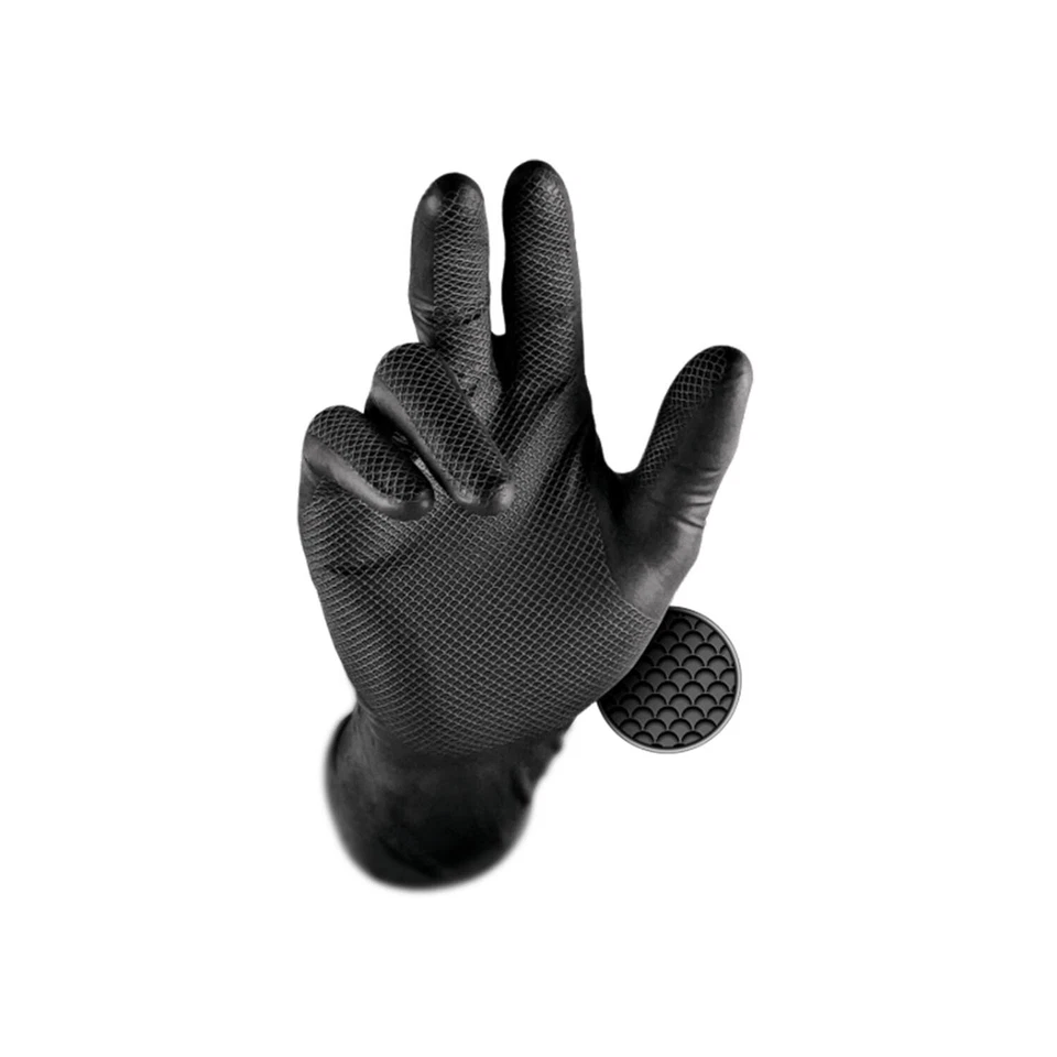 ISM 50 pezzi Guanti in nitrile Grippaz 246 EN ISO 374 nero