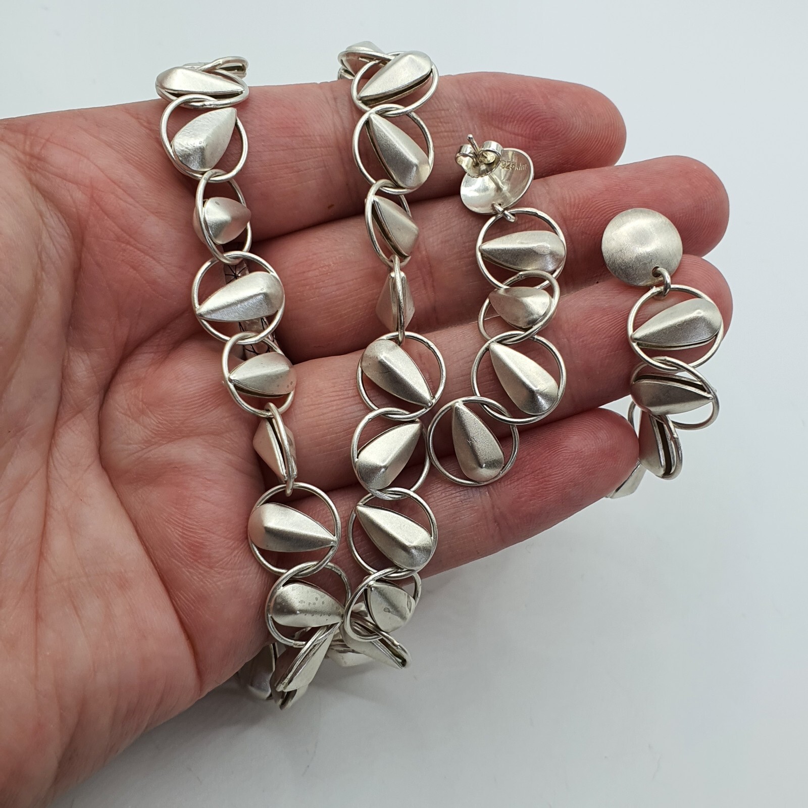 Photo 6 of Designer Kathy Lynn Mayeda KLM Necklace And Earring Set Brushed satin silver N57