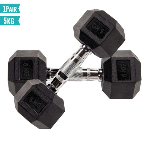 Hex Dumbbells Rubber Encased Cast Iron Home Weights Gym Fitness Sports - Picture 9 of 30