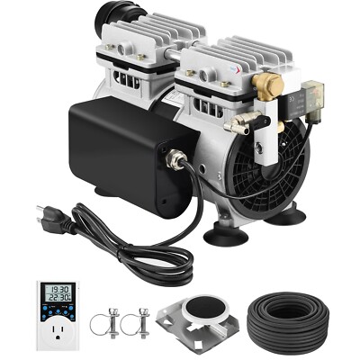 1/2 HP Pond Aerator Pump Weighted Airline Diffuser Timer Aeration Compressor Kit