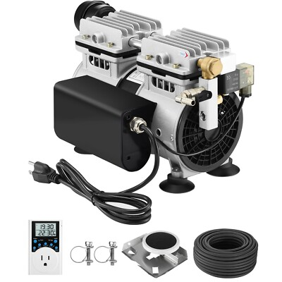 #ad #ad 1 2 HP Pond Aerator Pump Weighted Airline Diffuser Timer Aeration Compressor Kit $254.10