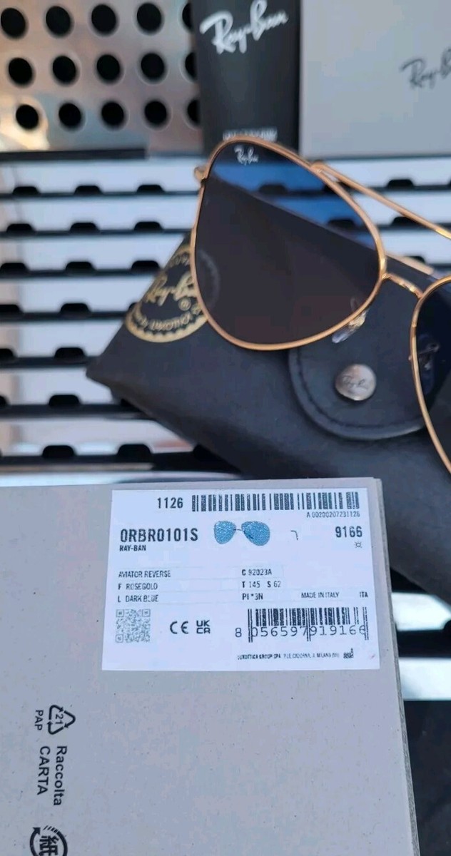 New Ray Ban RBR0101S Aviator Reverse Sunglasses Rose Gold w New Ray Ban RBR0101S Aviator Reverse Sunglasses Rose Gold w