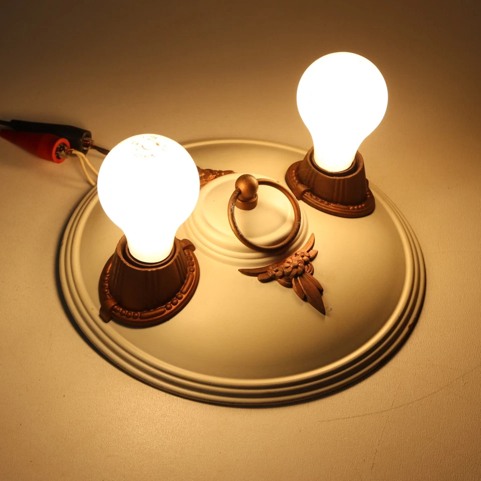 Vintage Art Deco 2-Light 10" Diameter Iron Flush Mount - Image 2 of 4