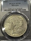 1921 Morgan Silver Dollar, PCGS AU 55 !! Light gold Hue - PERFECT - Beautiful