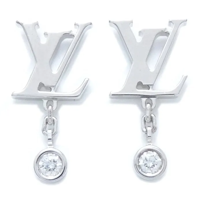 LOUIS VUITTON Idylle Blossom LV Ear Stud Q96544 18K White Gold Earrings  /199773