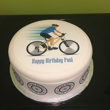 Bicycle Bike Cyclist pre-cut Edible Icing Cake Topper OR Ribbon 02