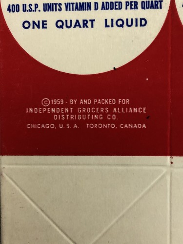 1959 IGA TableRite Milchkarton, Jerseyland Dairy Chelsea Vermont, Neu aus altem Lagerbestand - Bild 4 von 6