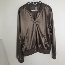 Balera Dance Tea Rose Copper Tan zippered jacket ribbing XL Comfy Satin feel