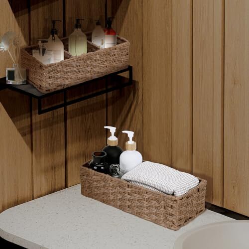 Small Basket for Bathroom, Wicker Toilet Tank Basket, Narrow1 set