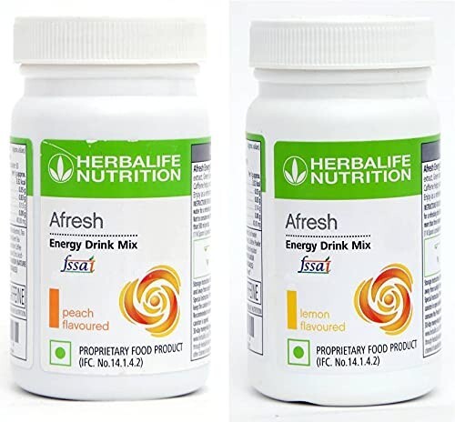 Herblife 2 Afresh Energy Drink Mix | Lemon and Peach Flavor