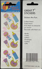 12 packages of Pearlized Baby Set Stickers, "Great 7" Sticker Designs, PMP6115