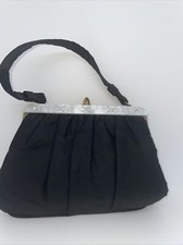 Vintage Garay Evening Purse Black w Rhinestone Trim