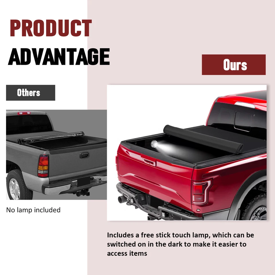 Soft Roll Up 6.5FT Truck Bed Tonneau Cover For 97-04 Ford F-150 F150 Heritage - Image 2 of 4