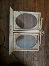 Art Deco Double Picture Frame - Antique Painted Wood Swivel Frames w/...