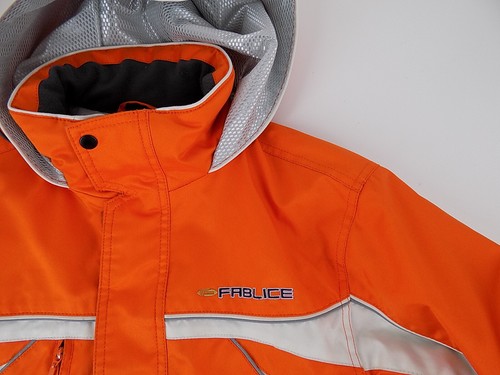 vtg 90's FABLICE hooded orange Ski Jacket made Japan, 38" chest youth size 16/18 - Picture 2 of 11
