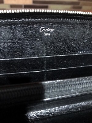 Cartier Black Signature Long Leather Zip Around Wallet | eBay