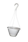 8" White Hanging Basket with Saucer - Round Plastic Pots - Koba - Choose Qty