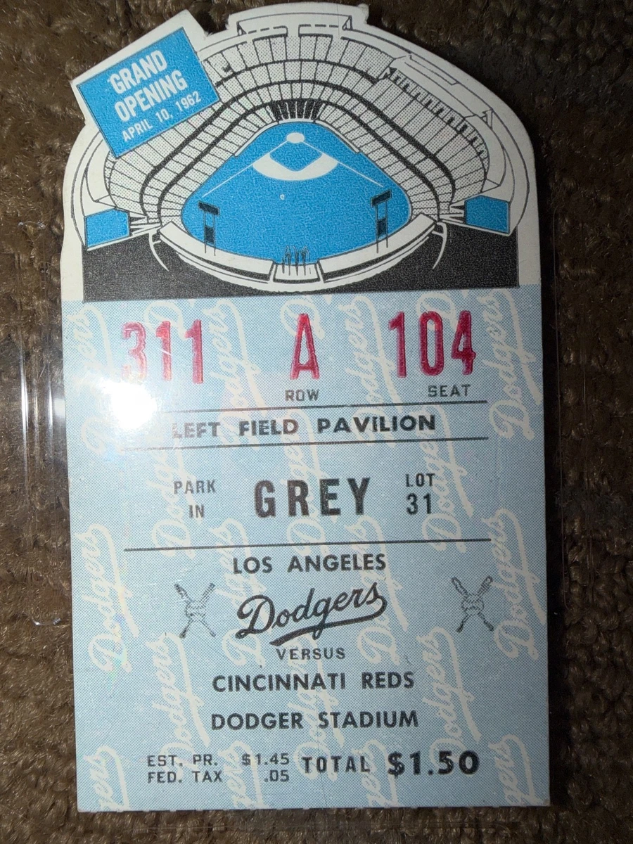 Los Angeles Dodgers Baseball 1962 Vintage Sports Ticket Stubs for