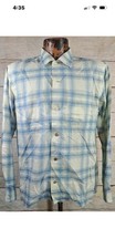 Vintage 1950's 60's Penney  s Shirt Mens M Blue White Shadow Plaid Two Pocket
