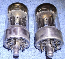 2 Type 7F7 Vacuum Tubes  - 1950's Vintage Black Plate Audio Twin Triodes