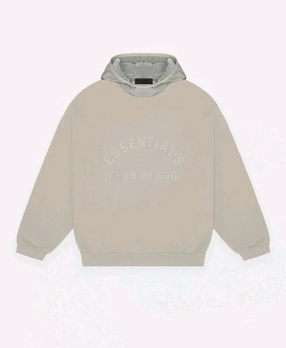 Fear Of God Essentials Men’s Fleece Nylon Seal Grey Pullover Hoodie Size XL