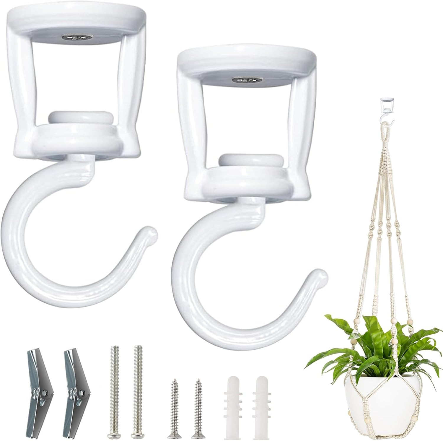 Ceiling Hooks for Hanging Plants, Heavy Duty Metal Plant Hanger for Drop Ceil...
