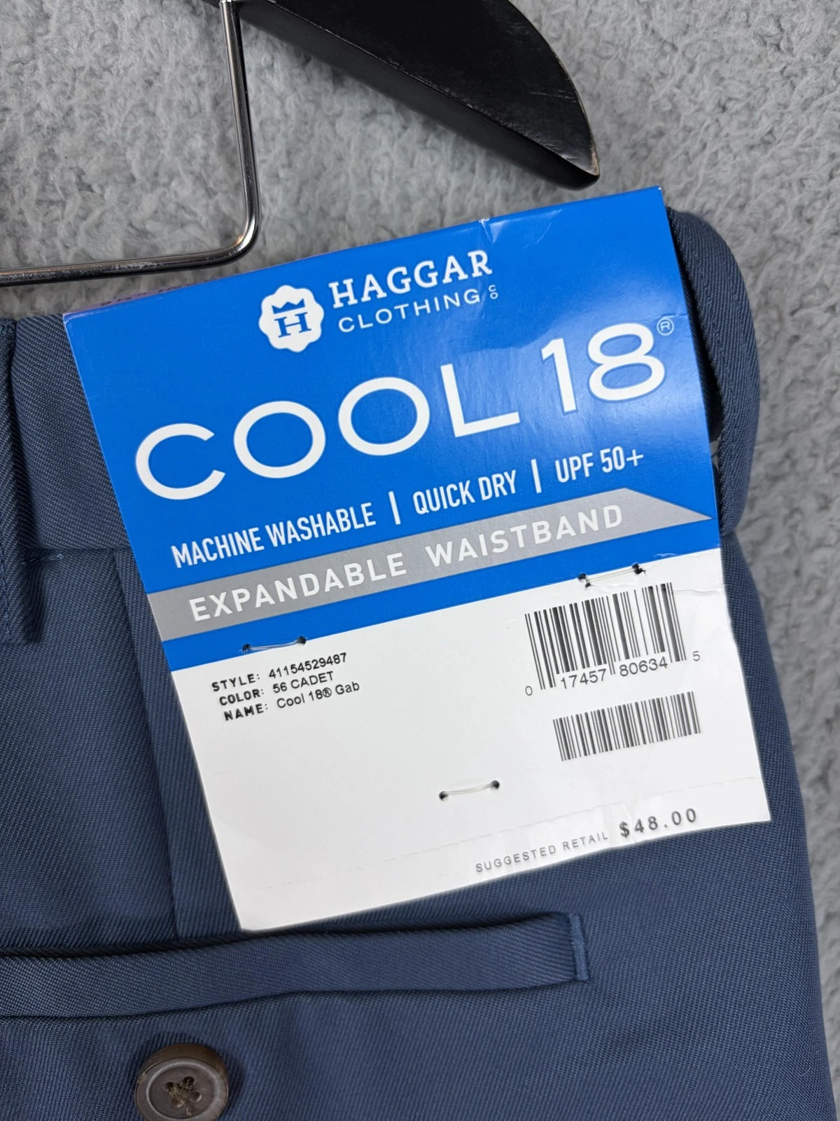 Haggar Cool 18 Shorts Mens 38 Blue Pleated Expandable Waist Quick Dry UPF 50+