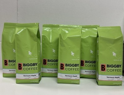BIGGBY COFFEE VERMONT MAPLE FLAVOR GROUND MEDIUM ROAST BLEND 6 PACK FRESH NEW