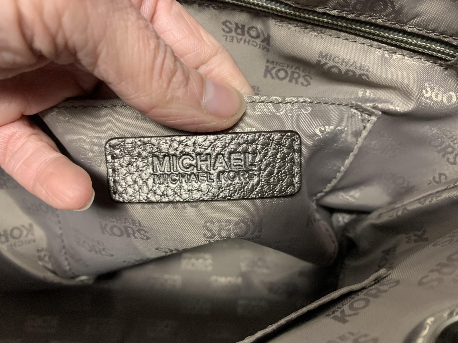 Michael Kors Tote Bag Womens Gray MK Monogram Shoulder Purse Metallic Straps thumbnail 10