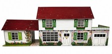 Vintage 1950s Marx Tin Litho Colonial Dollhouse with Garage As-Is 