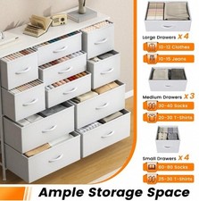 Elegant 11 Chest Of Drawers, Large Dresser With 11 Fabric Drawers And Metal Fram