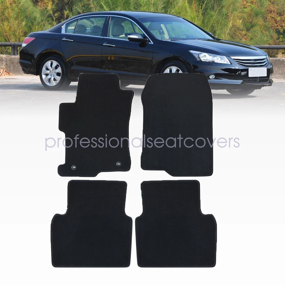 Front & Rear Floor Mats Carpet Black For 2008 2009 2010 2011 2012 Honda Accord - Изображение 2 из 4