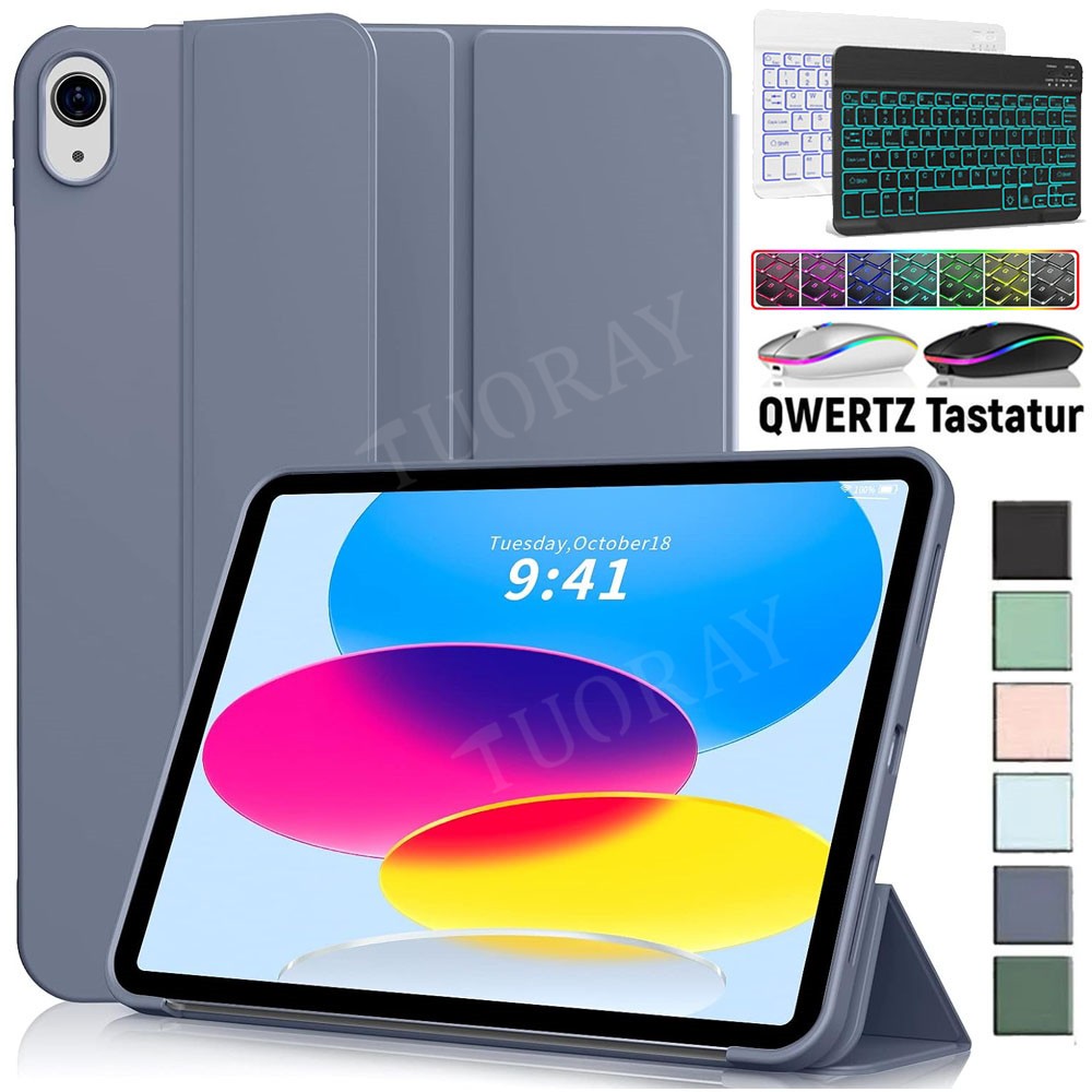 Hülle mit QWERTZ Beleuchtet Tastatur Für iPad 11/10/9/8/7th Air 3/4/5/6 Pro 11“