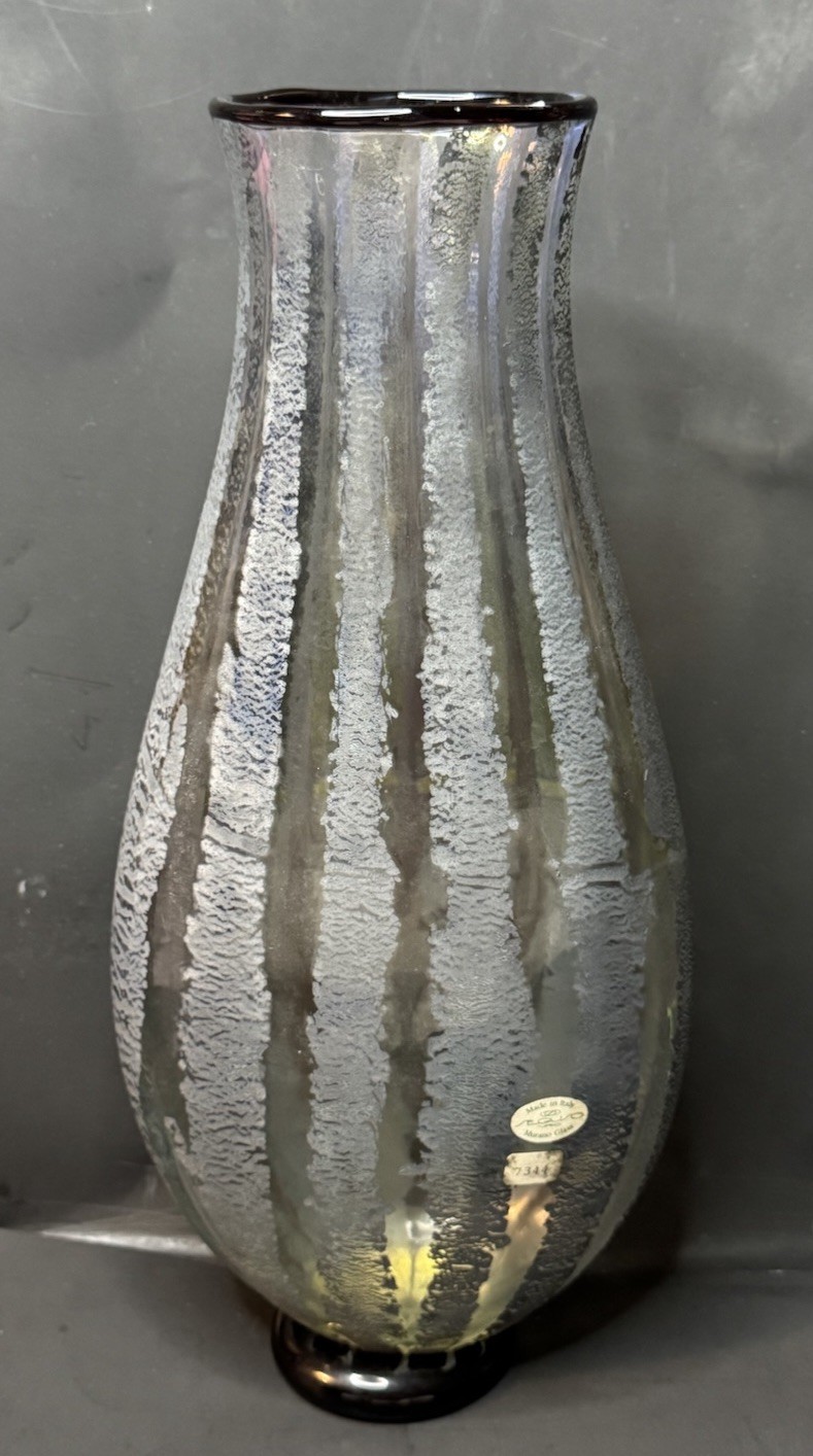 Vintage SEGUSO VIRO Murano Venetian Art Glass Volcanic Style Vase Signed Italy