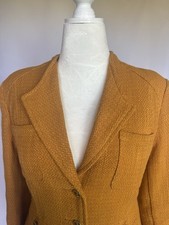Chico's Golden Solid Button Front Lined Jacket w/ Pockets Mid-Length Size 1