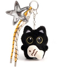 Cute Bag Charm, Black Cat Plush Keychain with Fish Star Purse Keychain Access...