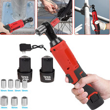 3/8'' Electric Cordless Ratchet Right Angle Wrench Impact Power Tool 2 Battery