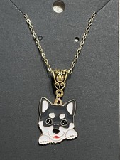 Adorable Dog Puppy Gold Enamel Bohemian Fashion Fun Necklace 18  