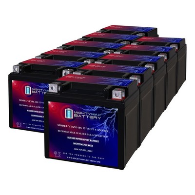 Mighty Max YTX5L-BS MOTORCYCLE BATTERY REPLACEMENT - 12V 4AH - 80 CCA - 10 PACK
