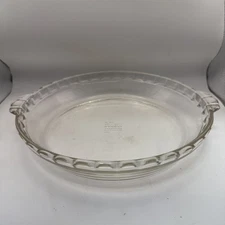 Vintage PYREX #229 CLEAR Crimp Edge Glass Deep Pie Dish Round 10 x 2 Inch (Used)
