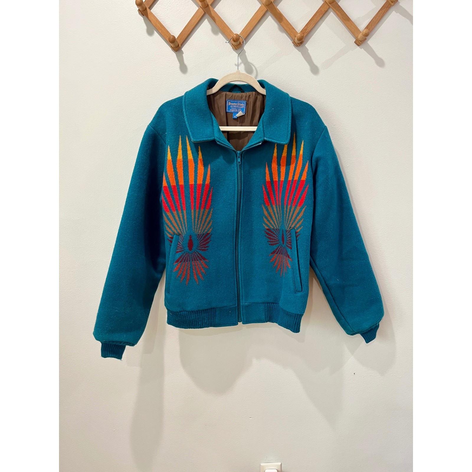 Pendleton Beaver State Jacket Teal Blue Orange Fe… - image 1