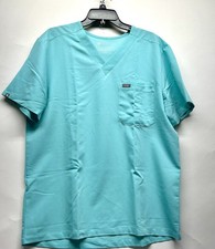 Figs FM1500 Aqua Short Sleeve Pocket Men's Large Scrub Shirt JC