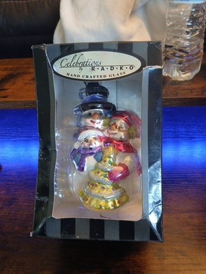 Celebrations by R.A.D.K.O Handcrafted glass snowman family
