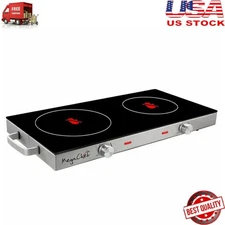 Ceramic Glass Infrared Double Burner Hot Plate Cooktop Countertop Stove Electric