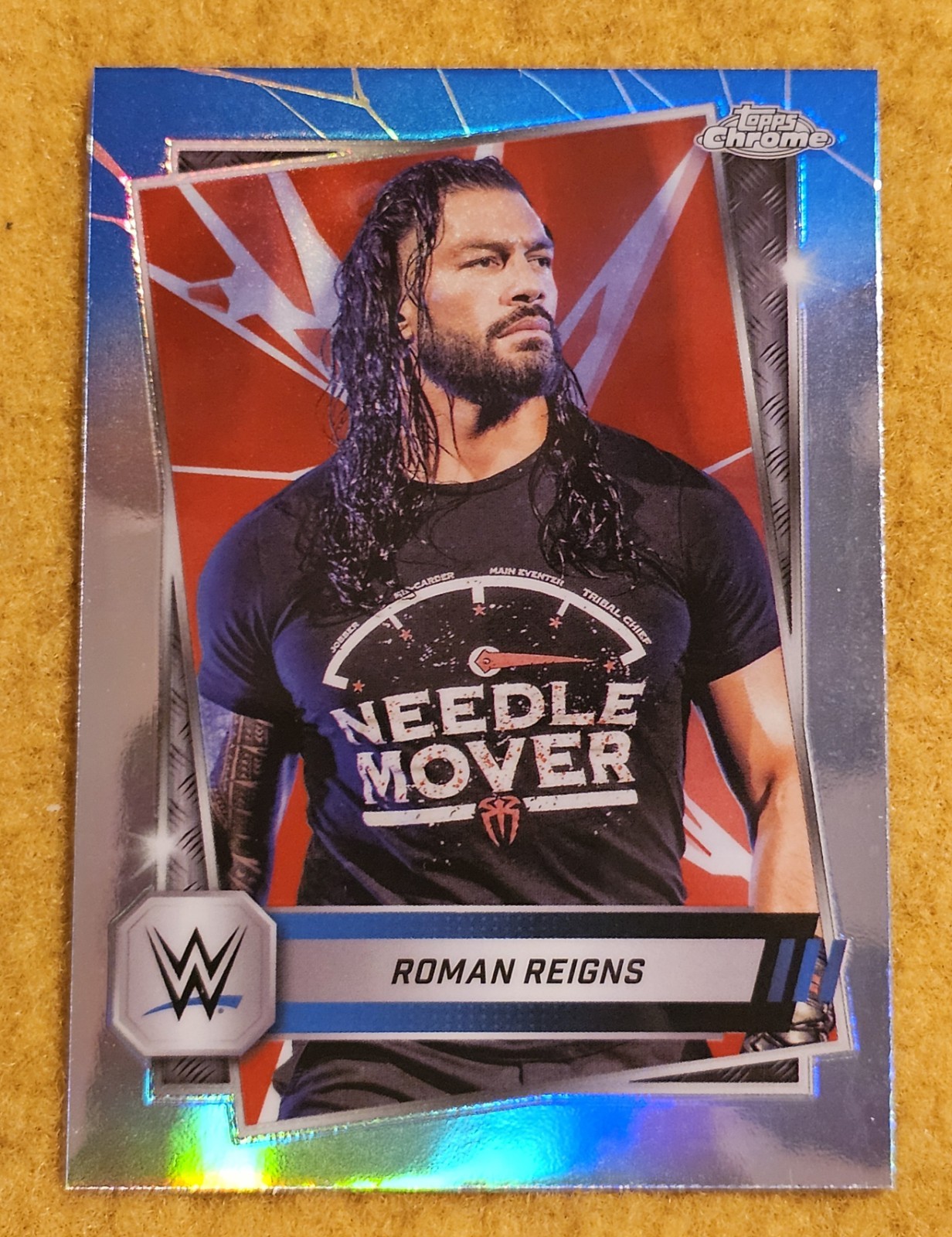 2025 WWE Topps Chrome - Roman Reigns - Red & Blue Refractor - #3