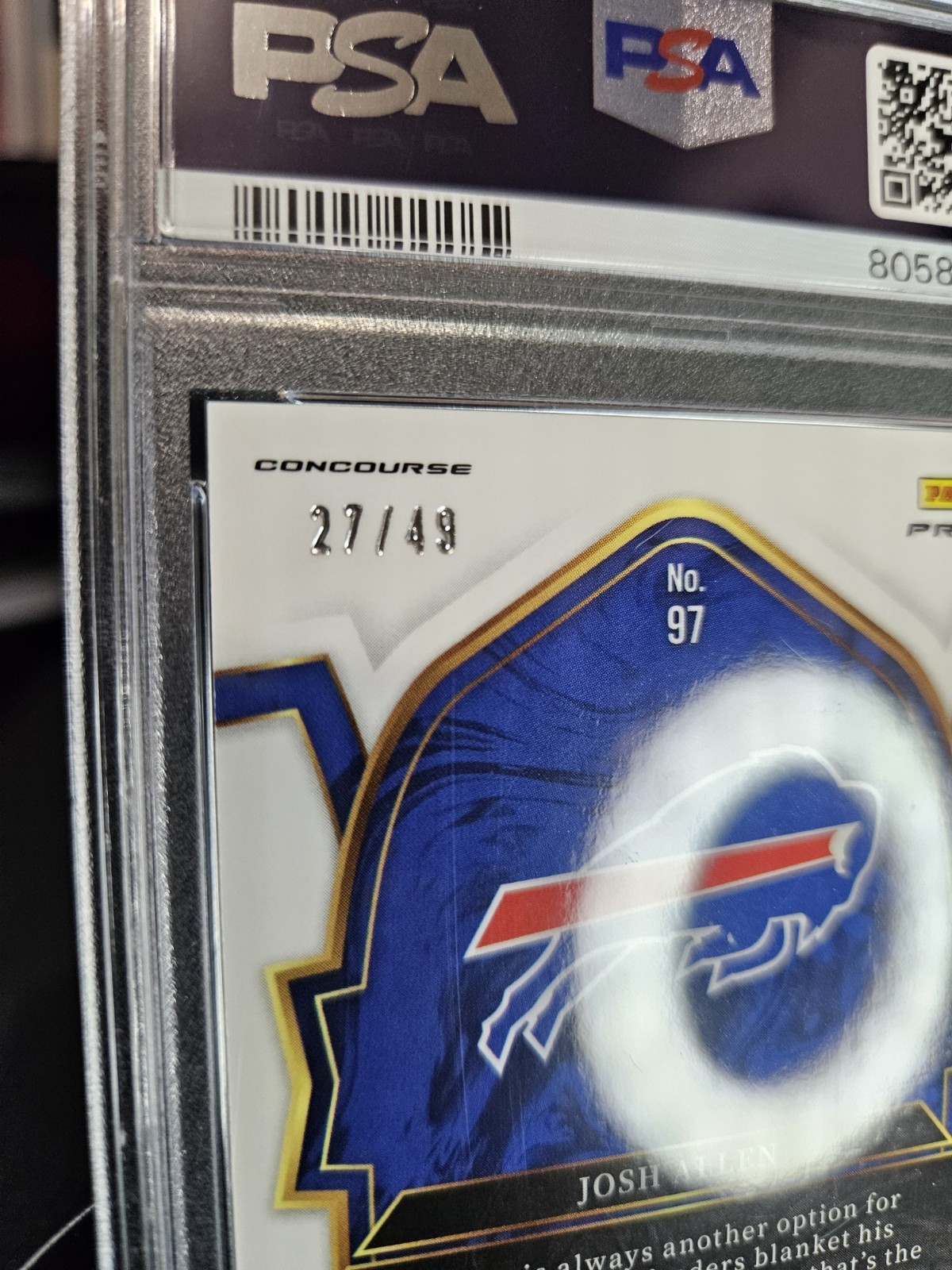 2022 Panini Select Josh Allen Red Disco Prizm Concourse #97 /49 PSA 10 GEM Bills view 3