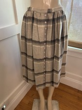 Vintage Century of Boston 60's Plaid Pleated Skirt Sz M 28  Waist Button Front